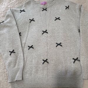Edikted Heather Gray Sweater with Black Bow Details